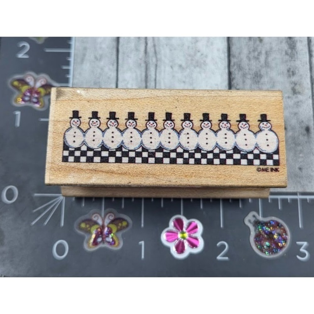 All Night Media Snowman Border 347E Rubber Stamp Wood #B77